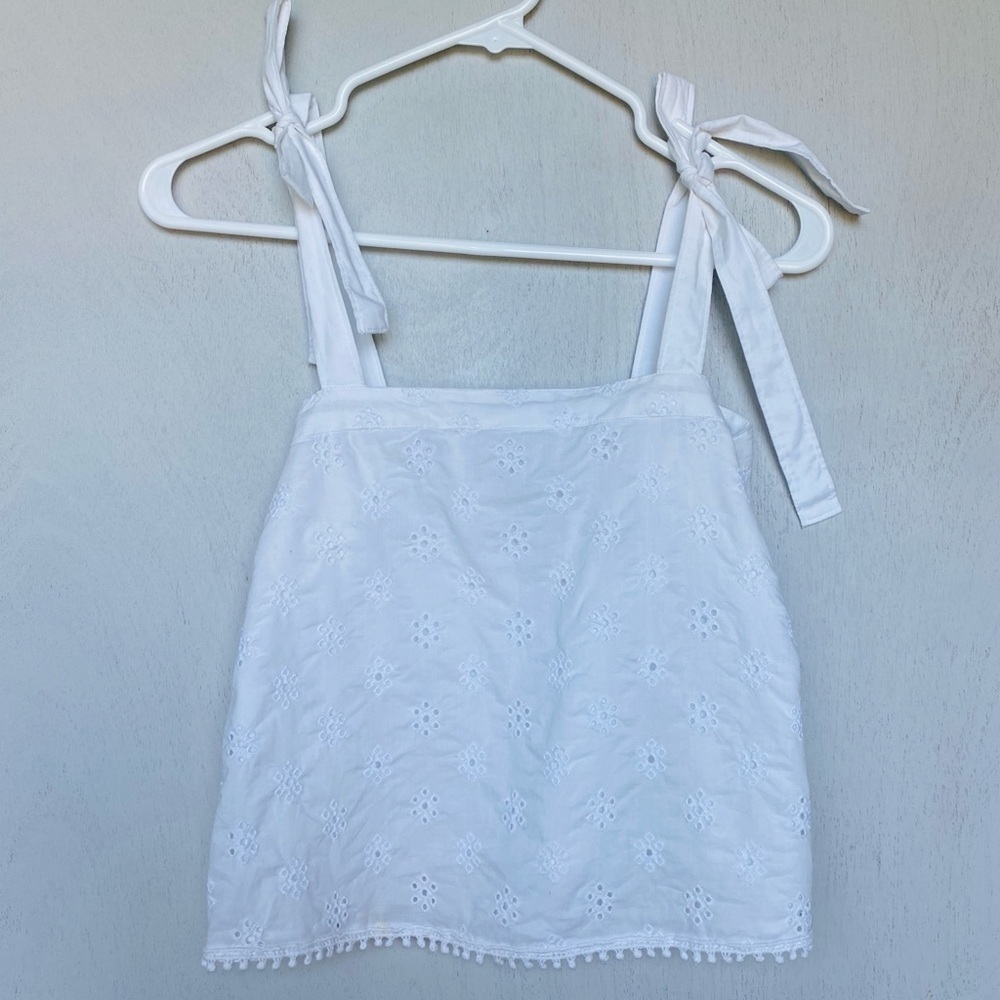 Aerie White Bow Strap Crop Top